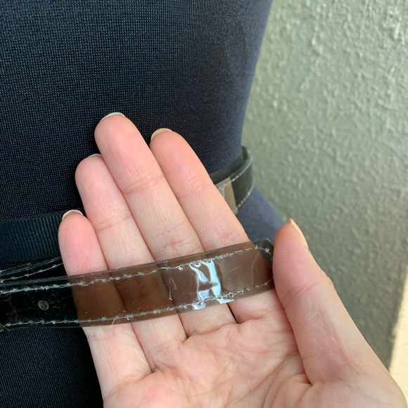 BCBGENERATION WAIST BELT CLEAR PVC BLACK SIZE XXS/XS SKINNY - Picture 3 of 4